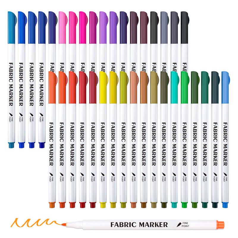 Lelix Fabric Markers, Lelix 36 Colors Permanent Fabric Pens for Writing Painting on T-Shirts Clothes Sneakers Canvas, Child Safe & Non-Toxic for Kids Adults - Image 1